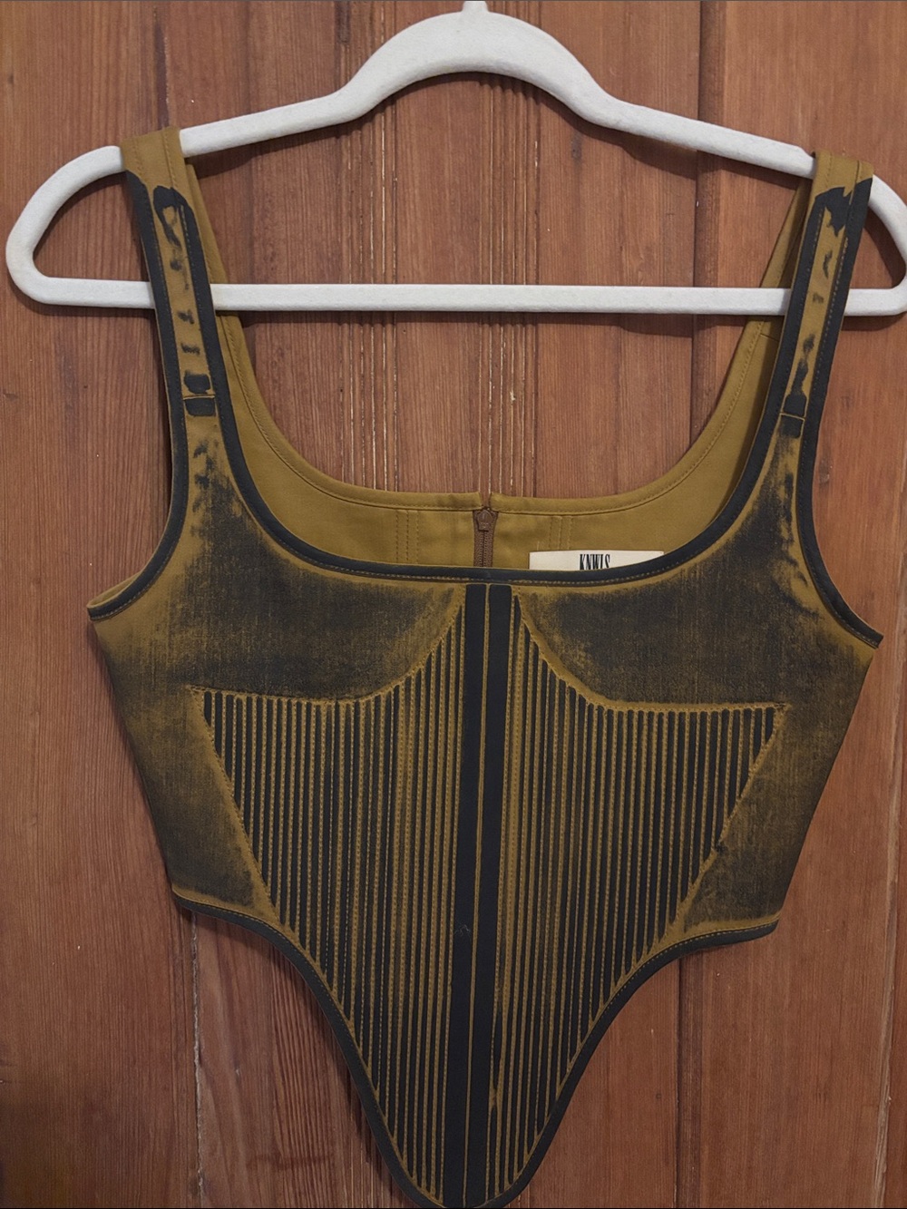 KNWLS Mustard and Black Ribbed Tank
